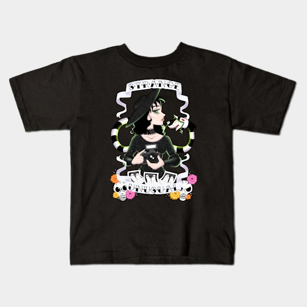 Beetlejuice Lydia Strange and Unusual Kids T-Shirt by NikkiWardArt